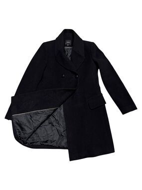 KOTON Luxury Designer Black WOOL Long Business Casual Trench Pea Coat Womens 8